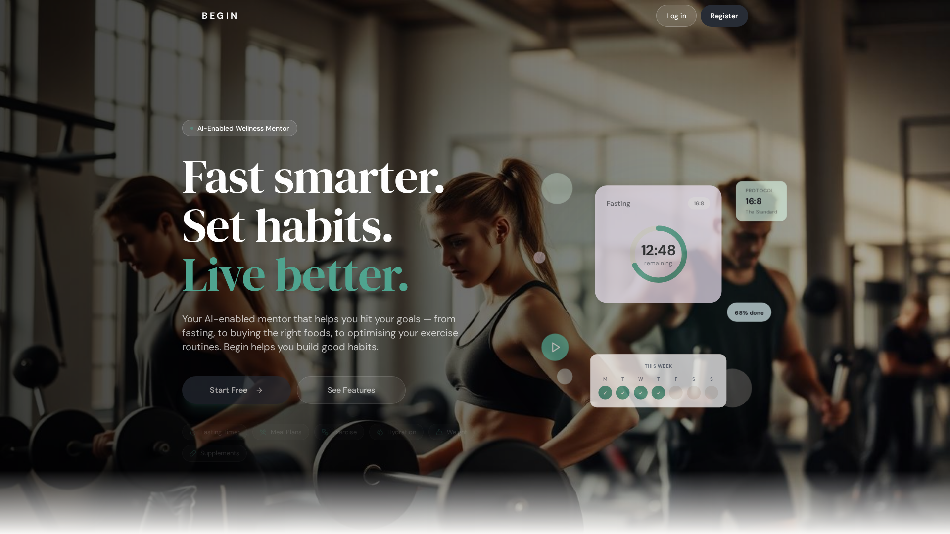BEGIN: Home page for the AI-enabled wellness app